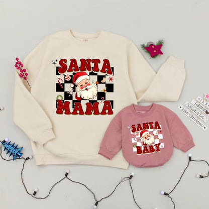 Cozy Christmas Family Sweaters: Custom Santa Mama & Baby Shirts