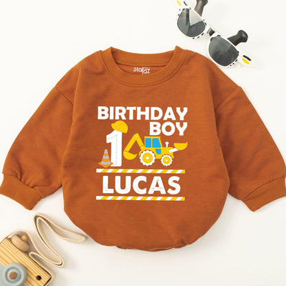 Construction Birthday Outfit for Baby Boy - Excavator & Truck Romper