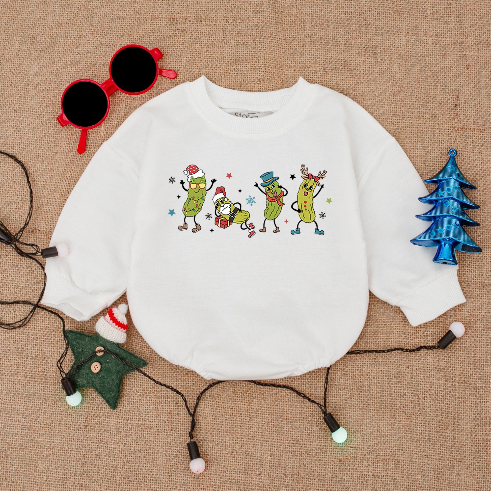 Santa Pickles Baby Christmas Romper - Festive Holiday Bodysuit Gift