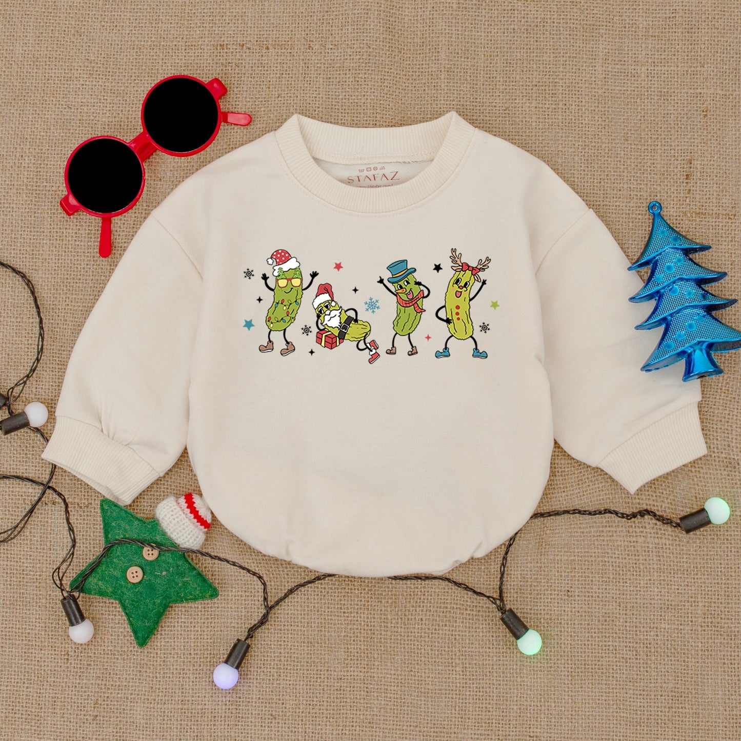 Santa Pickles Baby Christmas Romper - Festive Holiday Bodysuit Gift