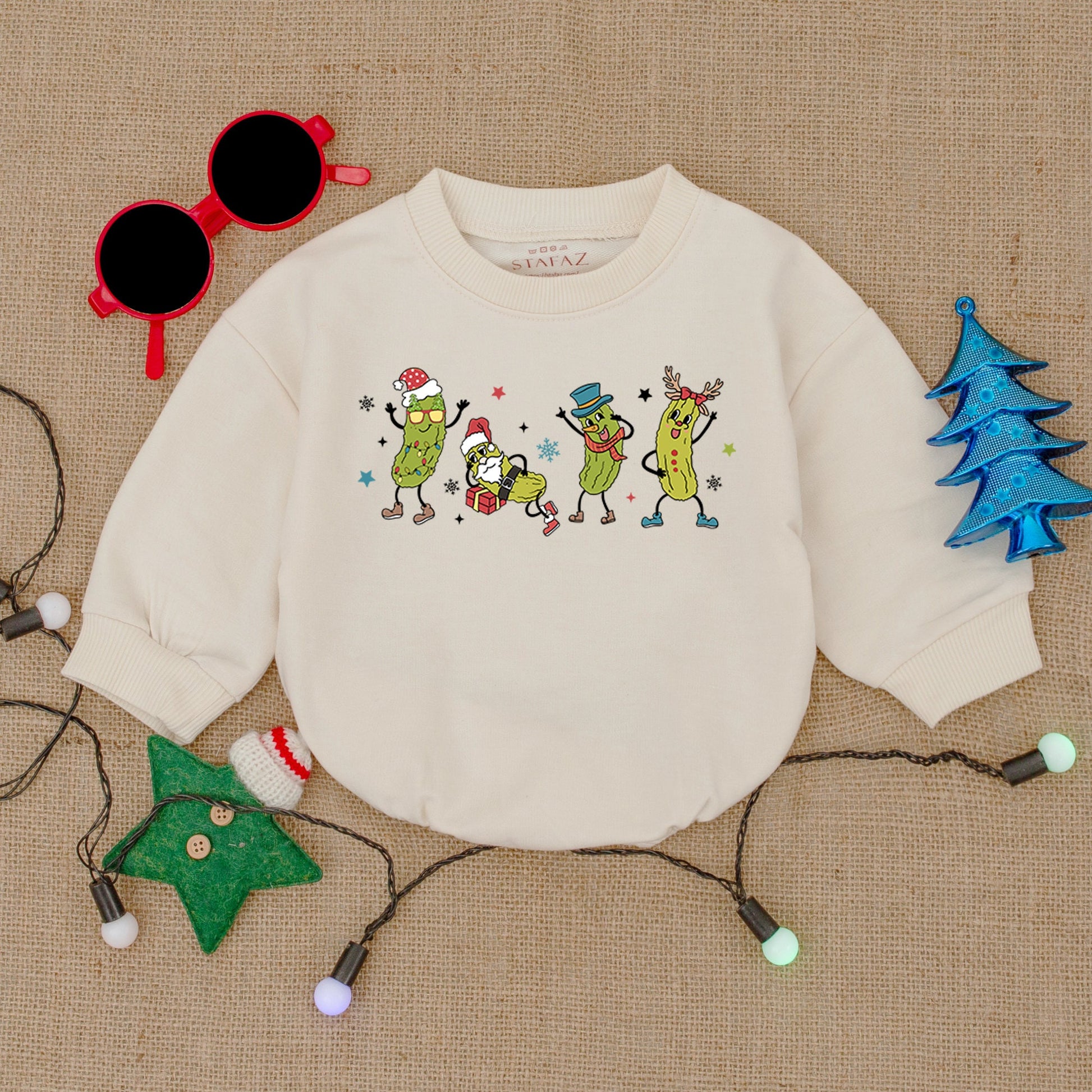 Santa Pickles Baby Christmas Romper - Festive Holiday Bodysuit Gift
