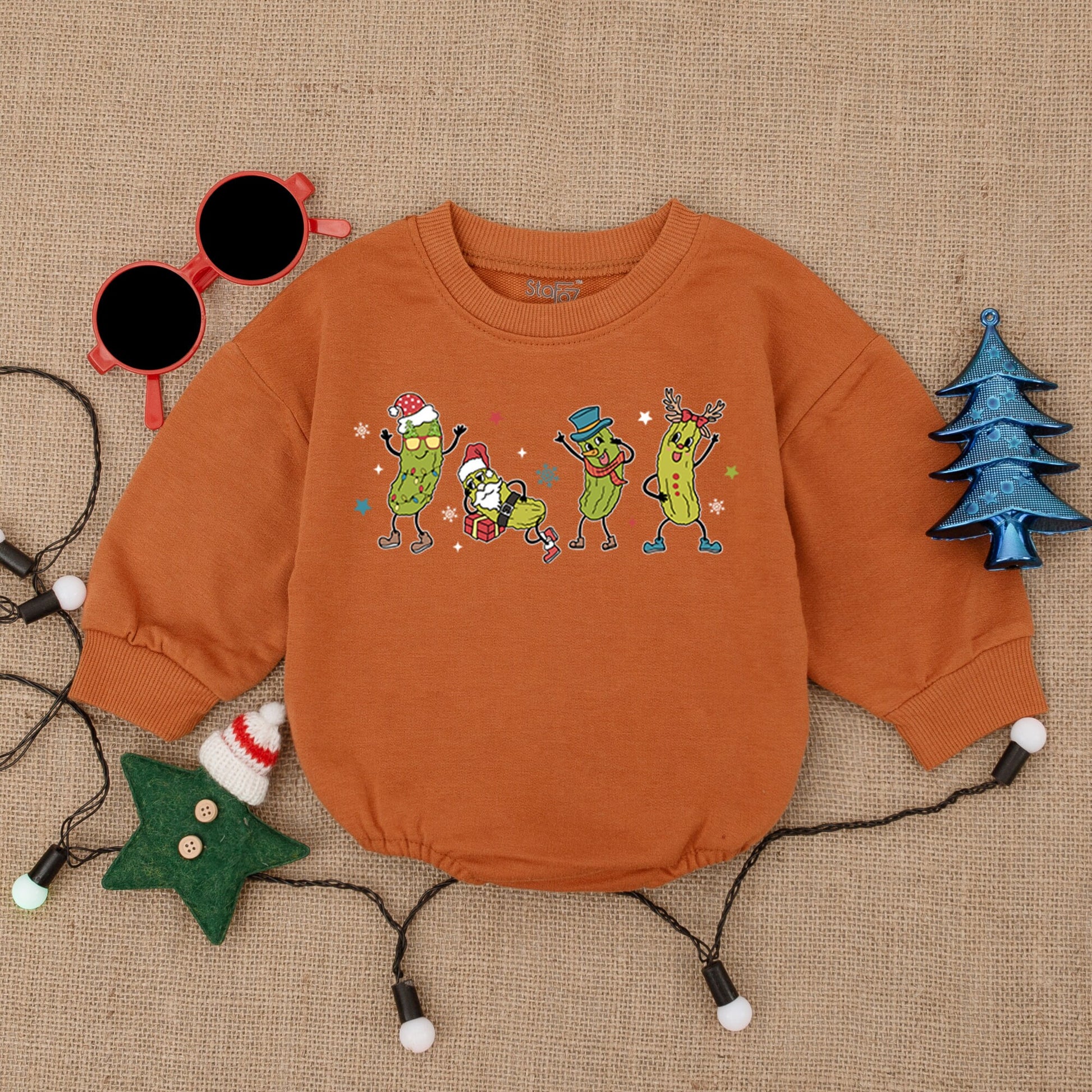 Santa Pickles Baby Christmas Romper - Festive Holiday Bodysuit Gift