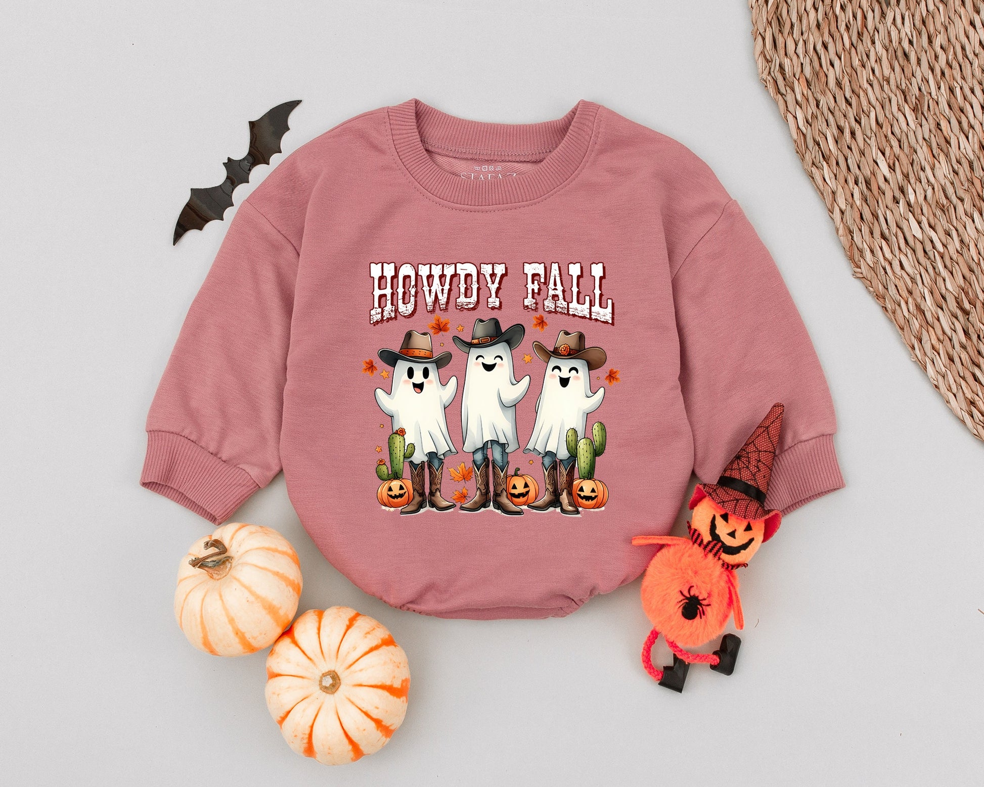 Retro Western Pumpkin Ghoul Baby Romper - First Halloween Outfit
