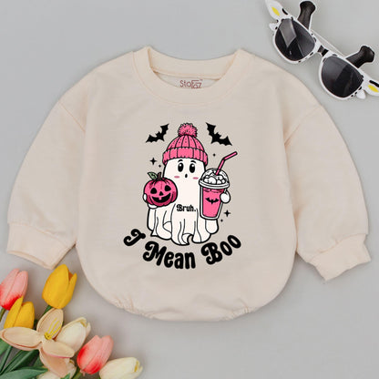 Funny Cute Ghost Bruh I Mean Boo Halloween Baby Romper Pink Hat Pumpkin Milkshake Bats Infant Bodysuit Soft Fall Outfit