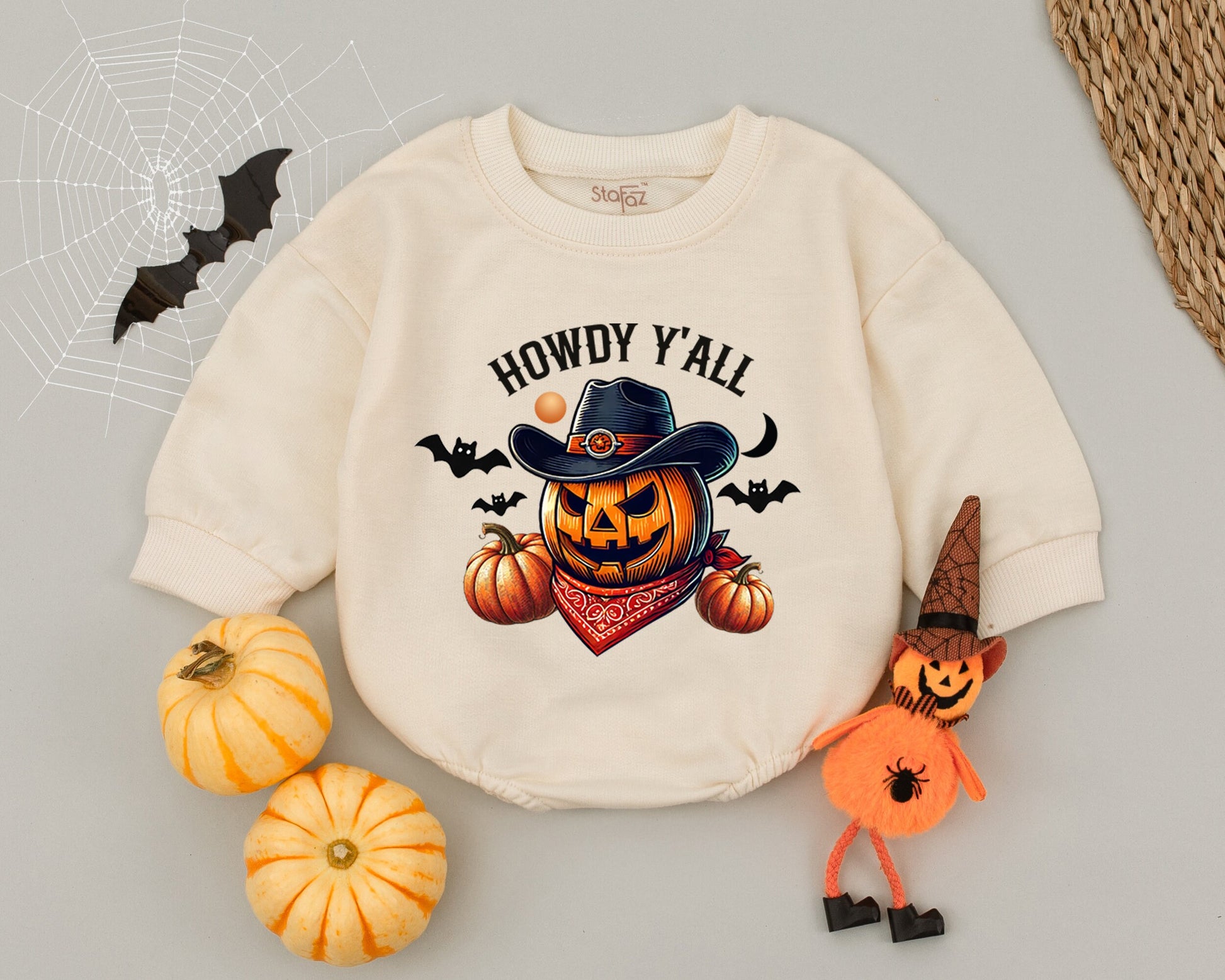 Western Pumpkin Baby Romper – First Halloween Costume & Outfit