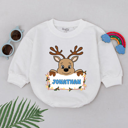 Reindeer Romper for Baby's First Christmas - Personalized Gift