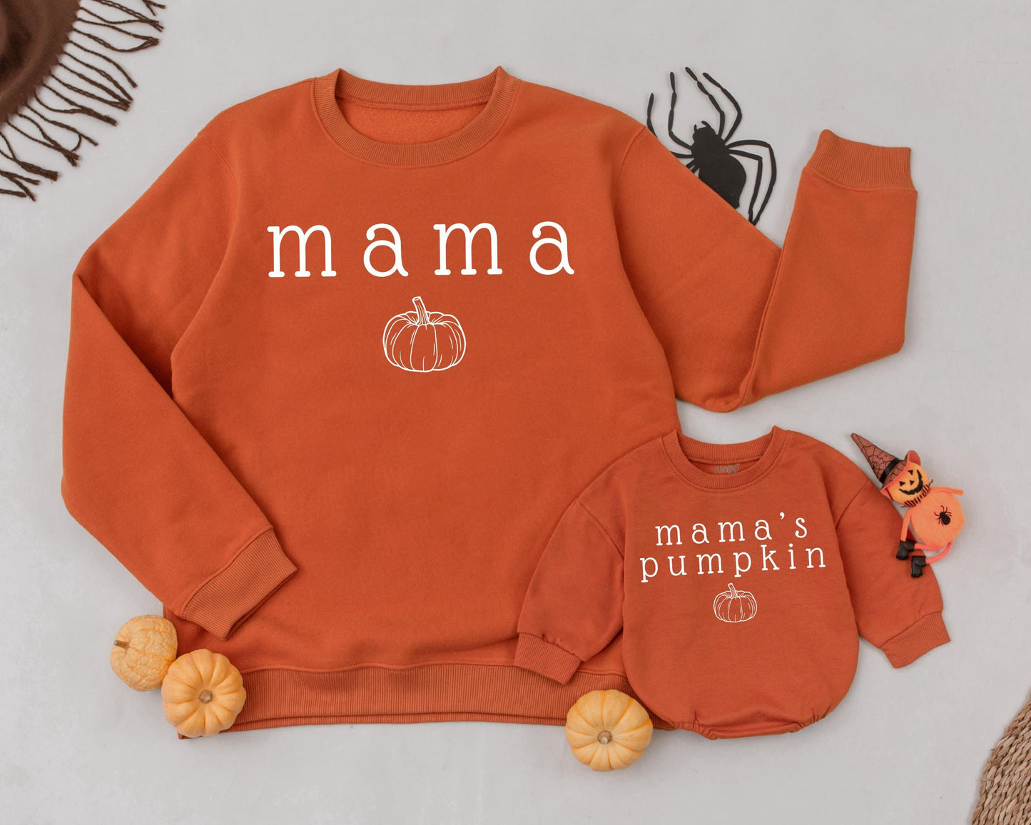Matching Mama & Mama's Pumpkin Fall Sweatshirts for Mommy & Me, Retro Halloween Family Outfit