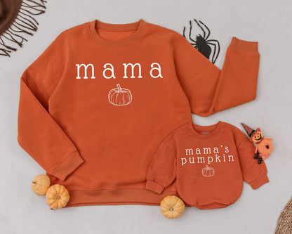 Matching Mama & Mama's Pumpkin Fall Sweatshirts for Mommy & Me, Retro Halloween Family Outfit