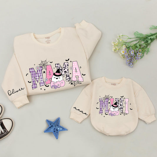 Spooky Mama & Mini Sweatshirt Set: Retro Pumpkin Fall Family Gift