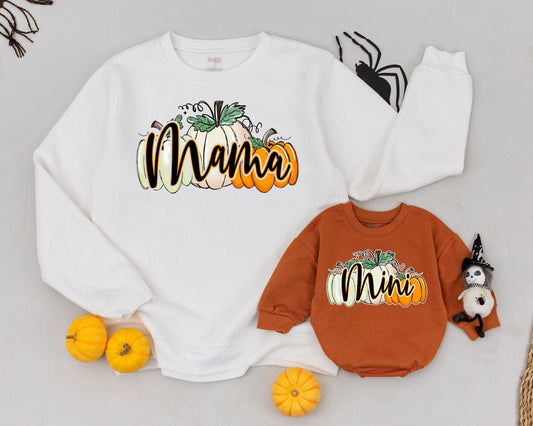 Matching Mama Mini Pumpkin Sweatshirts – Retro Halloween Outfits