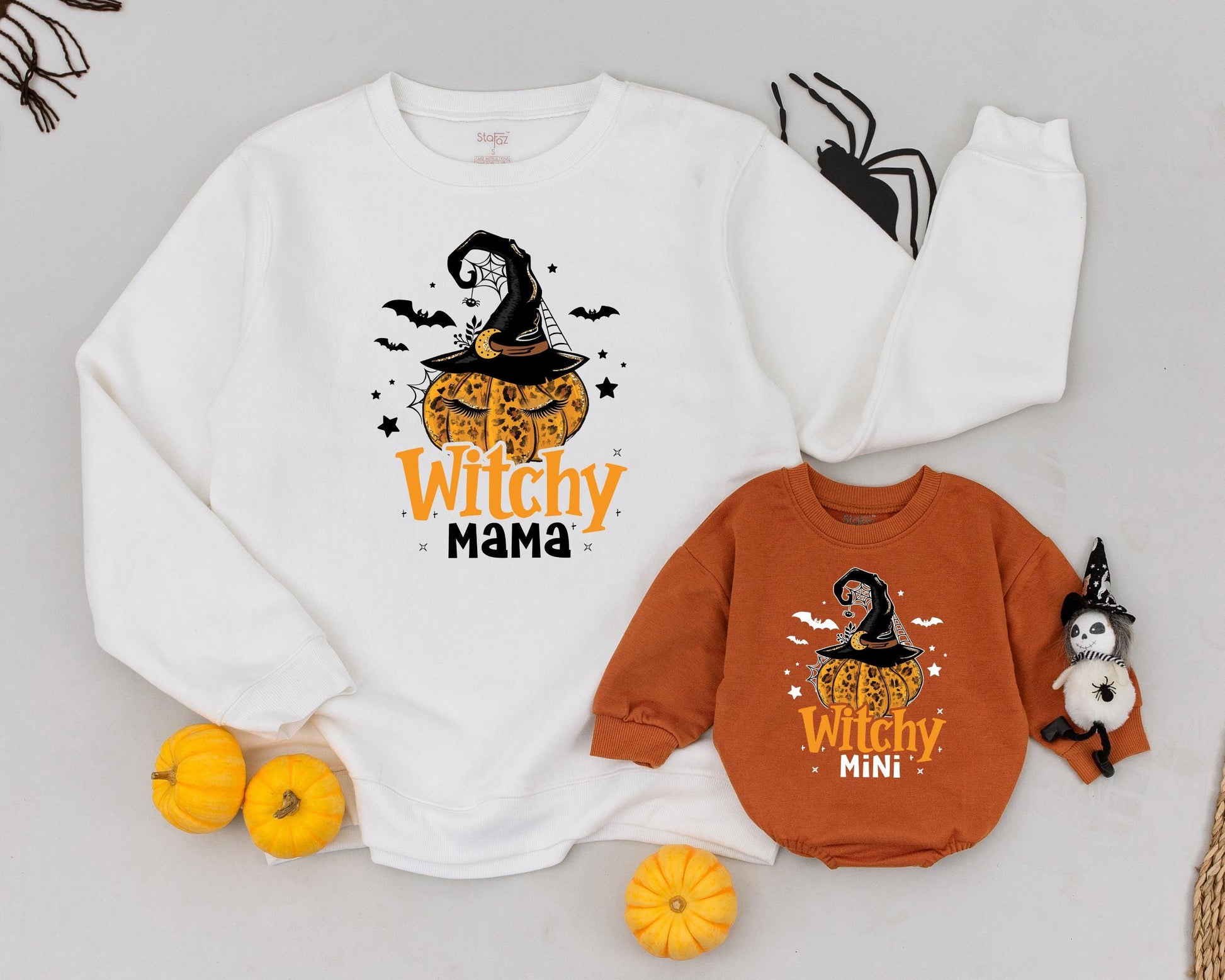 Spooky Mama and Mini Fall Sweatshirts: Retro Halloween Outfits  