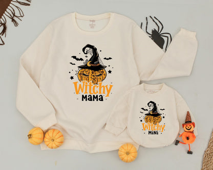 Spooky Mama and Mini Fall Sweatshirts: Retro Halloween Outfits  