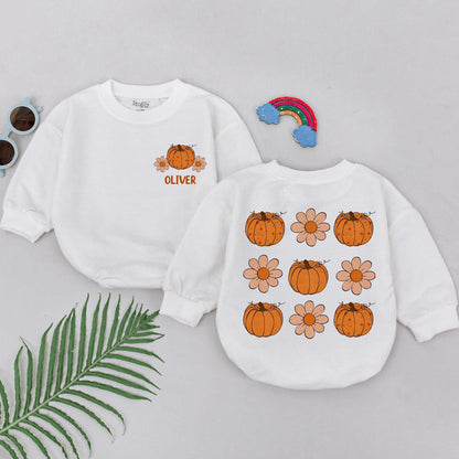 Retro Pumpkin Romper with Custom Name - Perfect Fall Baby Gift