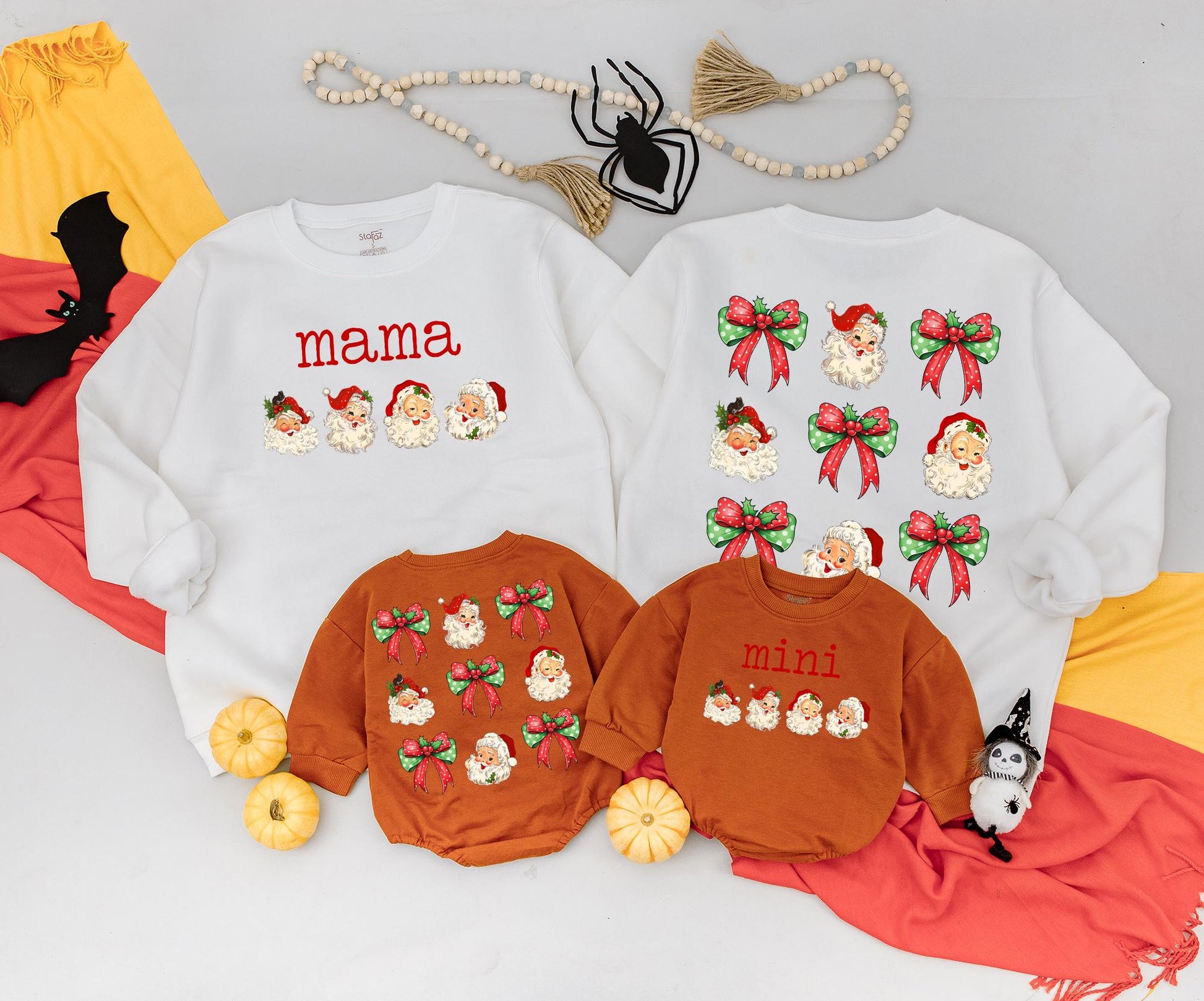Retro Santa Mama and Mini Matching Christmas Sweatshirt Cozy Vintage Holiday Outfit Toddler Baby First Christmas Gift Family Vacation Wear