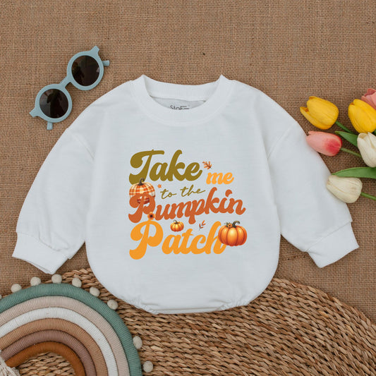 Pumpkin Patch Baby Romper: Thanksgiving & Fall Outfit, Baby Gift