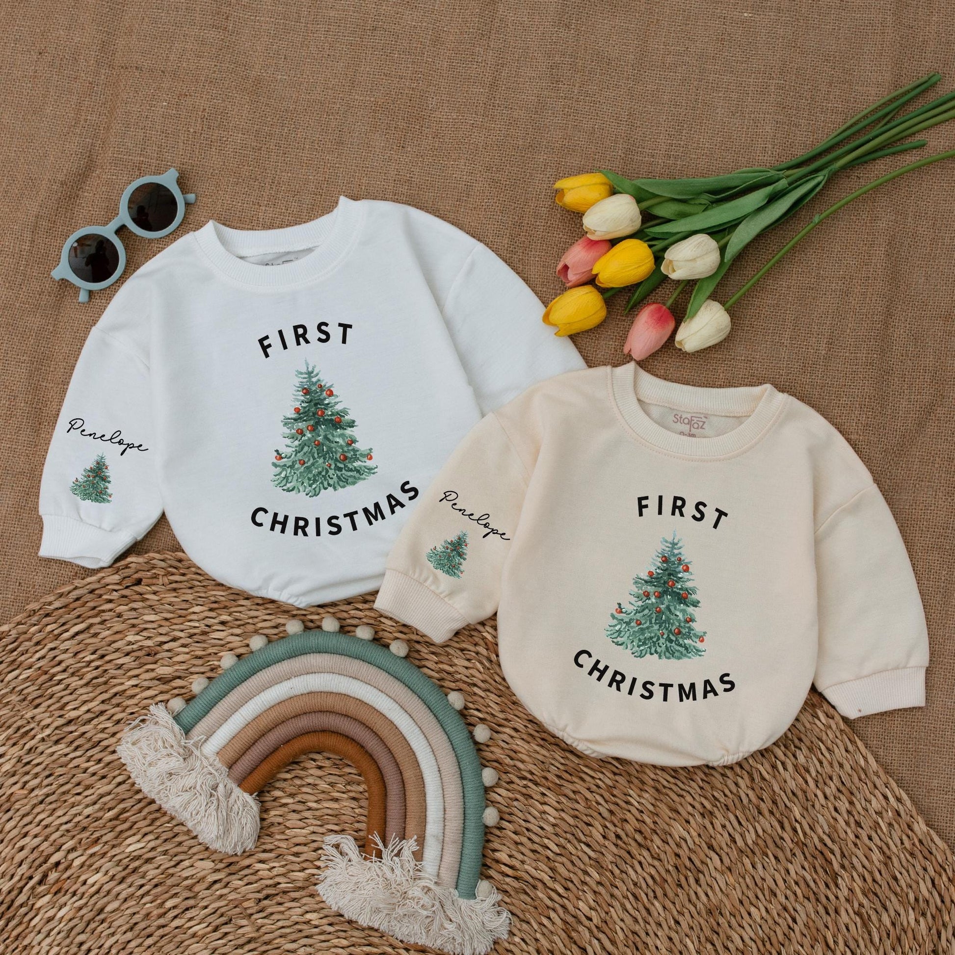 First Christmas Baby Romper | Holiday Bodysuit | Winter Outfit