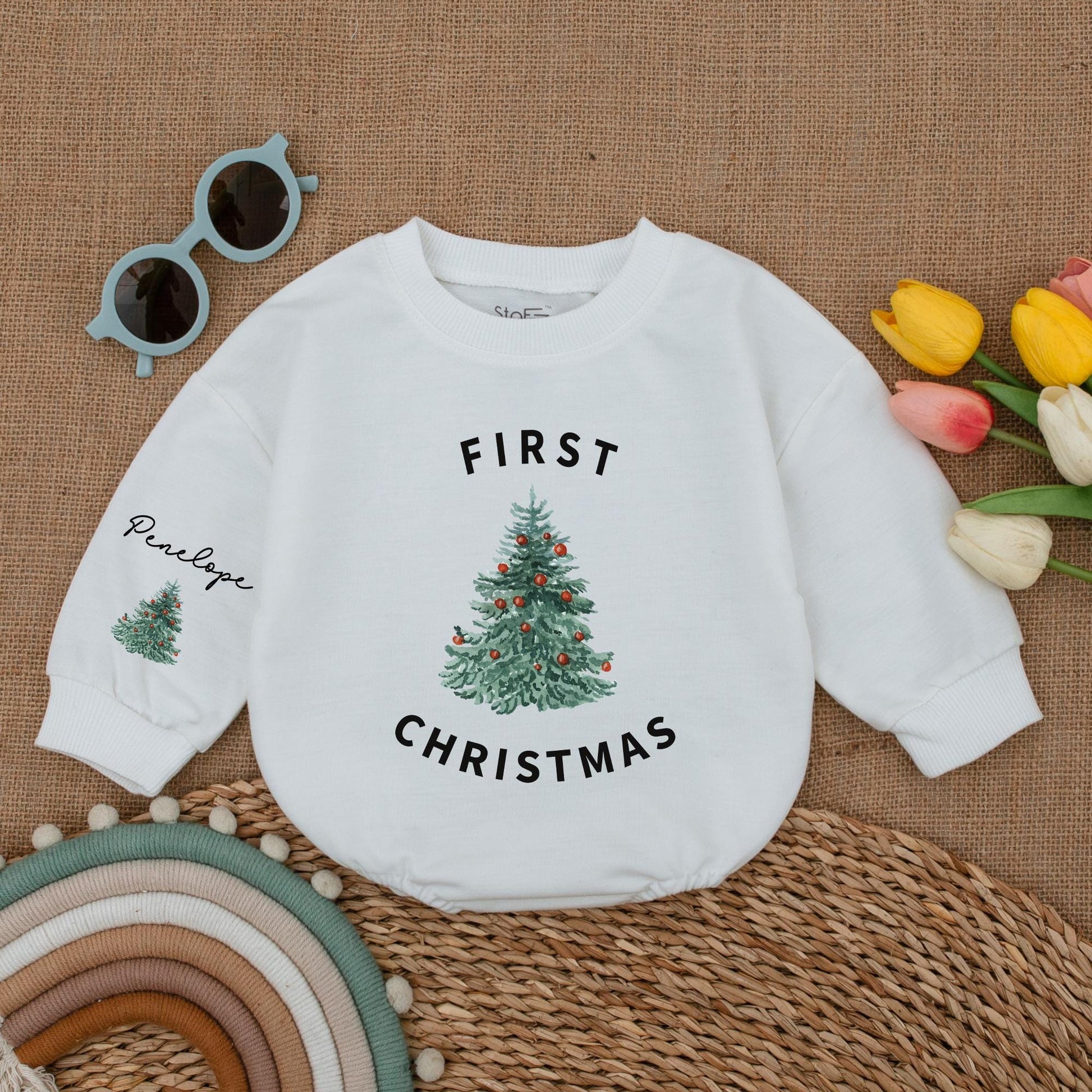 First Christmas Baby Romper | Holiday Bodysuit | Winter Outfit