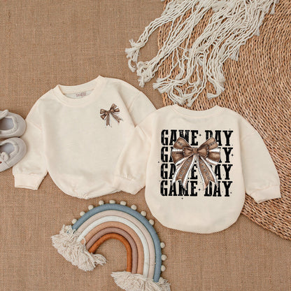 Football Baby Romper & Bow Jumpsuit for Gameday Kids Gift