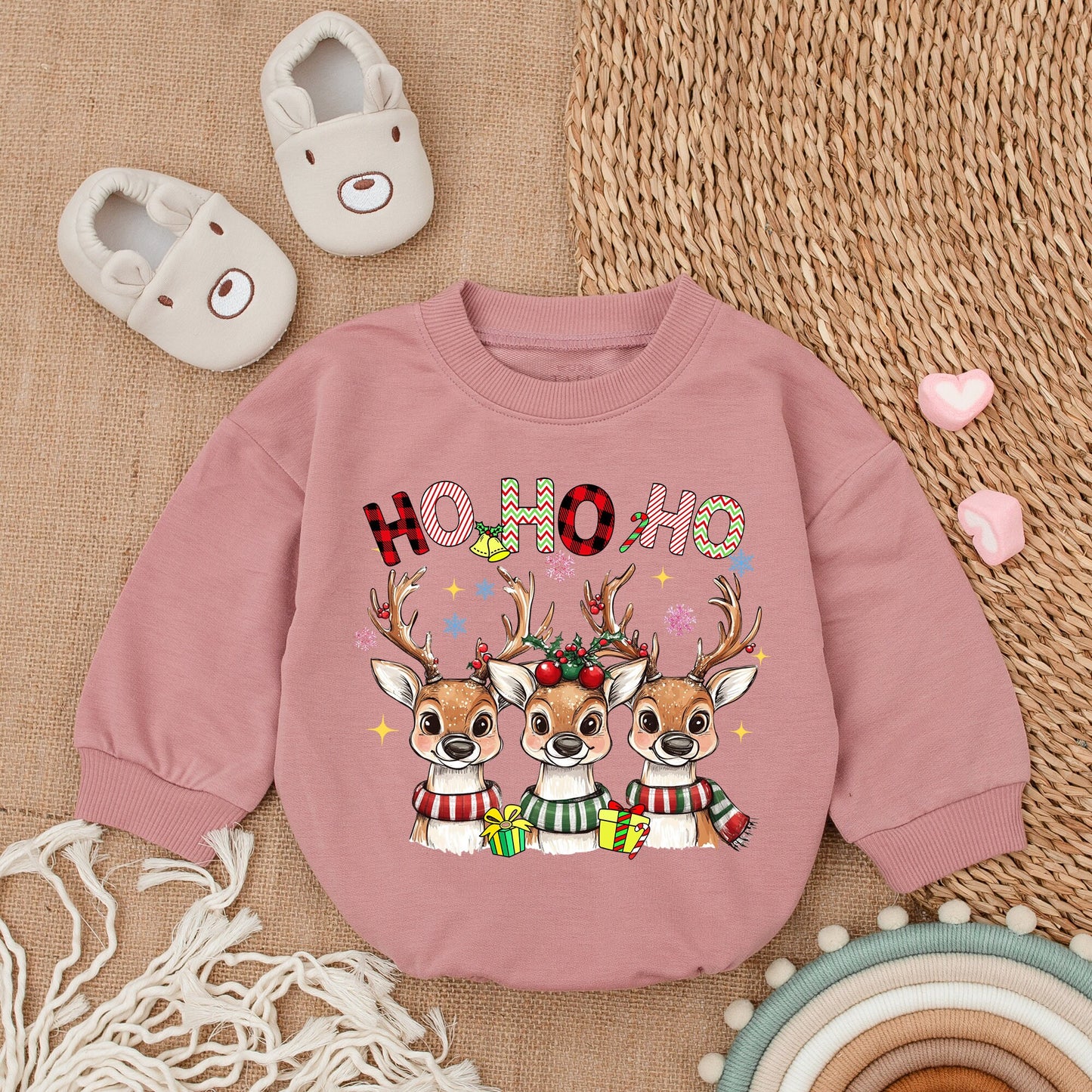 Funny Farm Animal Xmas Romper, Baby Bodysuit, Gift for Girl or Boy