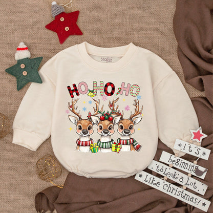 Funny Farm Animal Xmas Romper, Baby Bodysuit, Gift for Girl or Boy