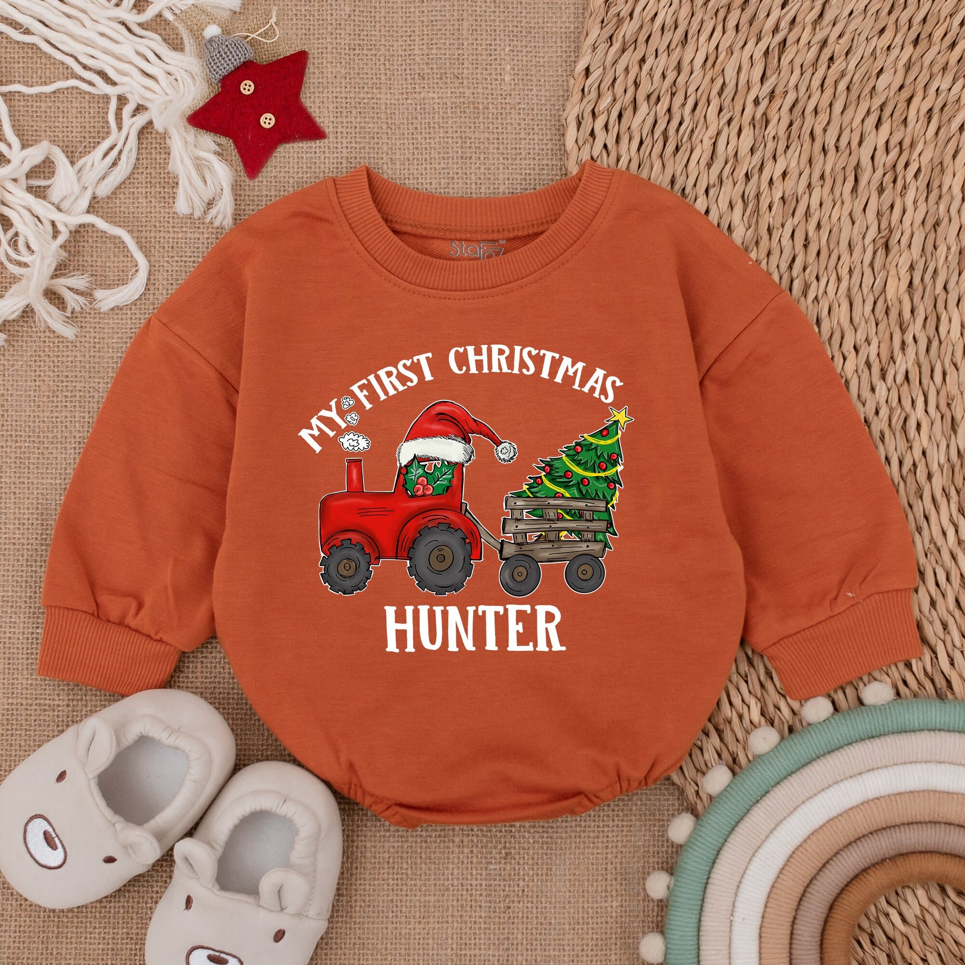 Farm Christmas Romper & Sweatshirt: Custom Baby & Toddler Gift