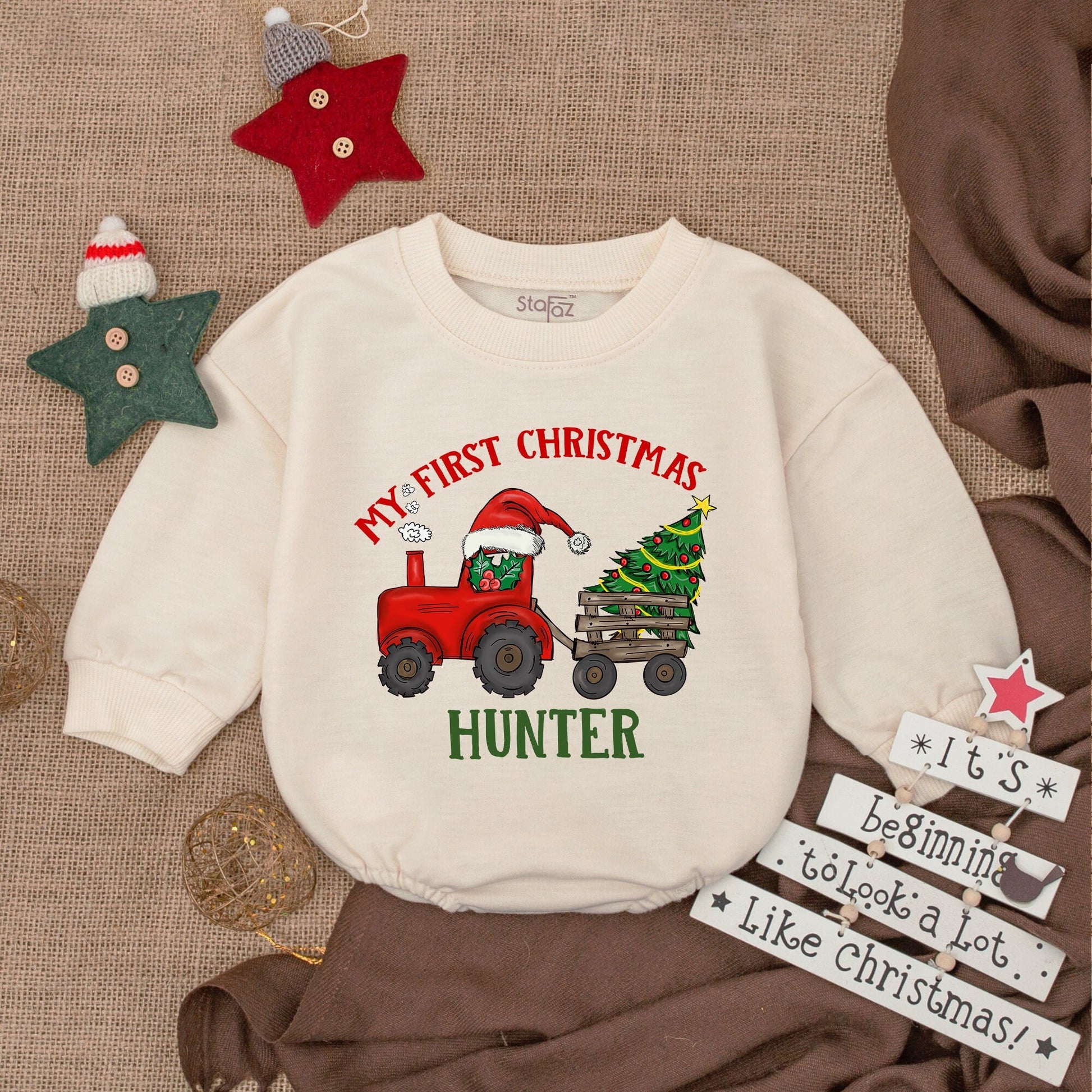 Farm Christmas Romper & Sweatshirt: Custom Baby & Toddler Gift