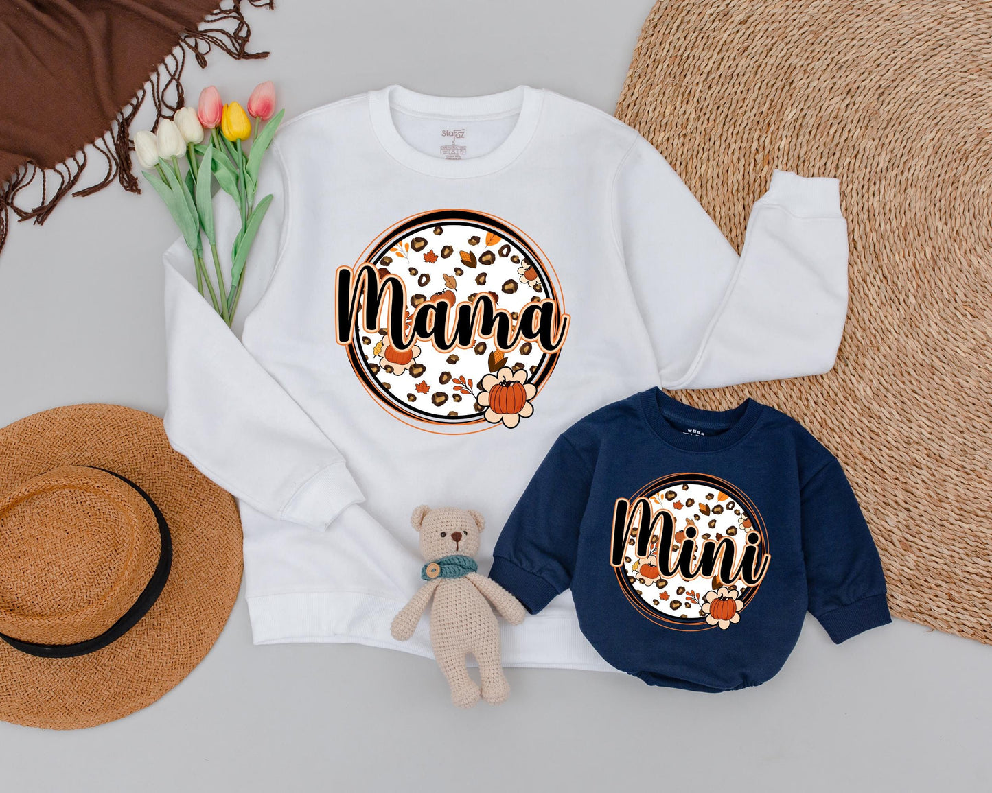 Retro Halloween: Pumpkin Mama & Mini Matching Family Sweatshirt Outfit