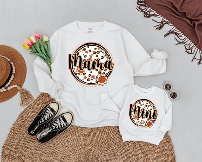 Retro Halloween: Pumpkin Mama & Mini Matching Family Sweatshirt Outfit