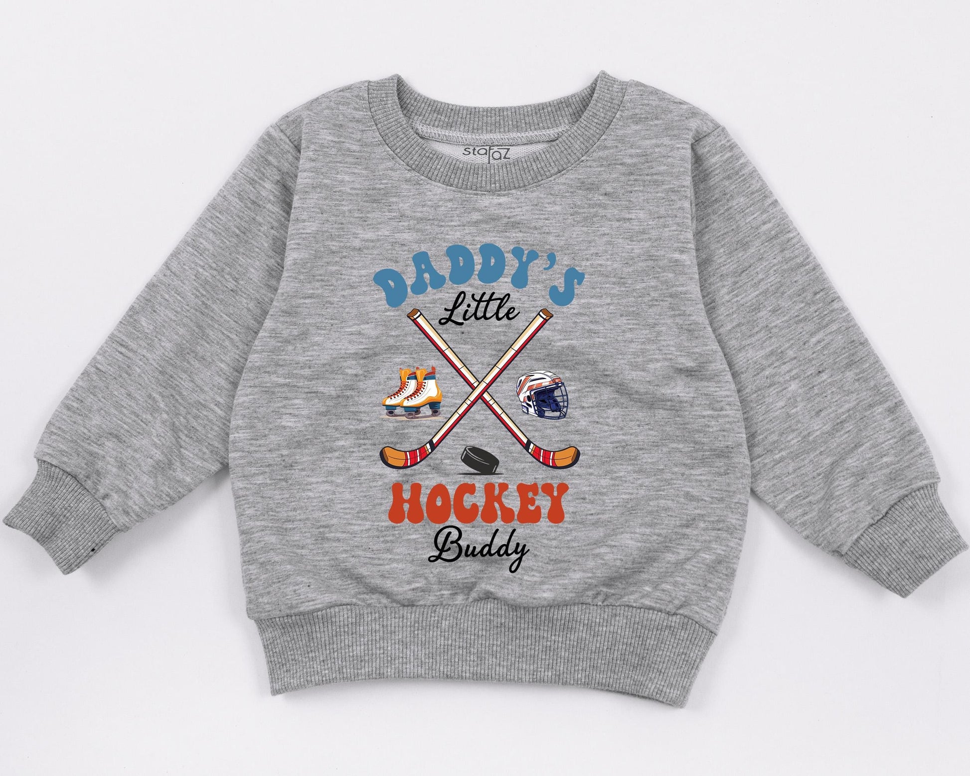 Daddy's Little Hockey Buddy Sweatshirt Retro Future Hockey Player Gift For Dad Baby Boy Outfit Game Day