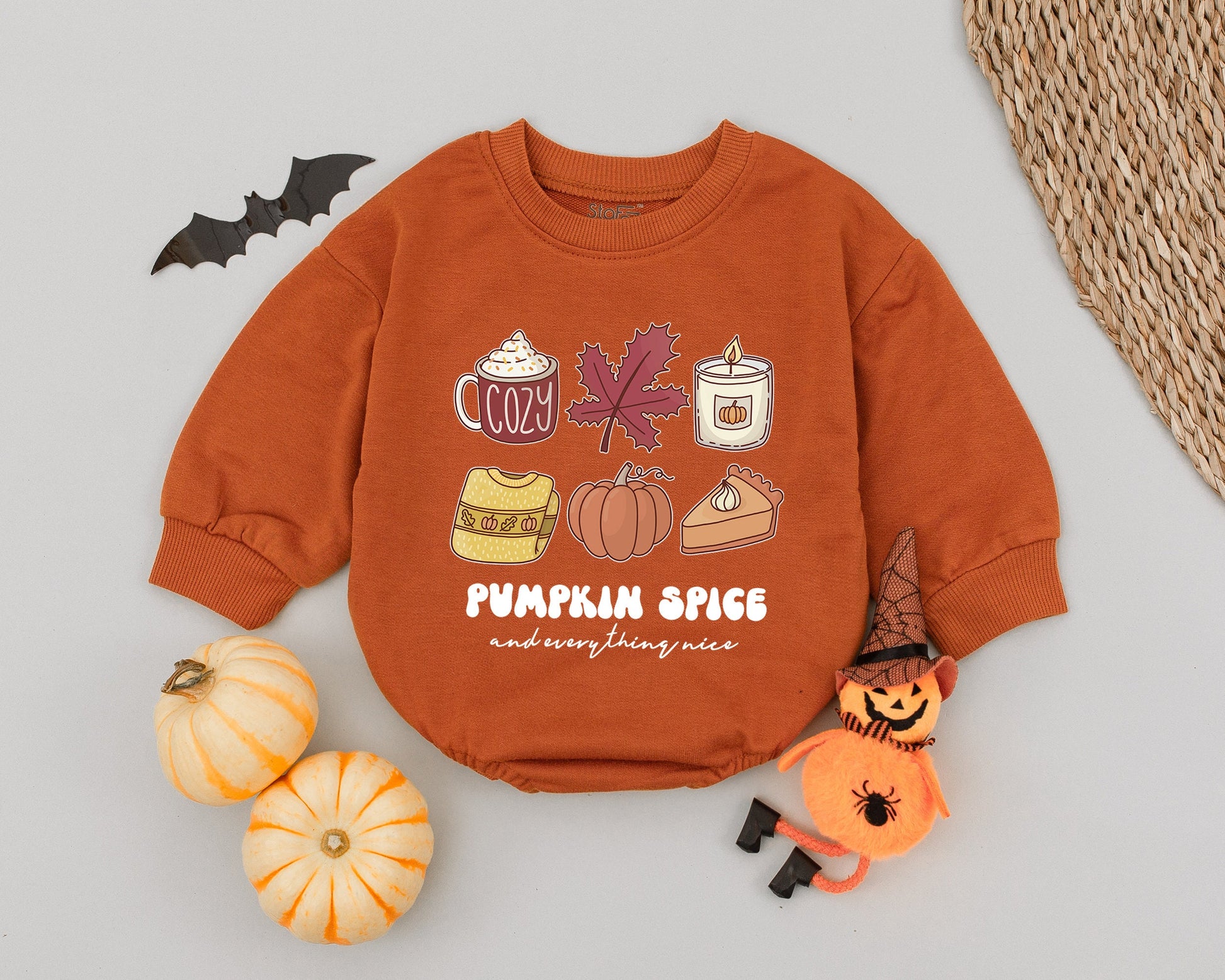 Autumn Pumpkin Spice Baby Romper: Cozy Thanksgiving Bodysuit  