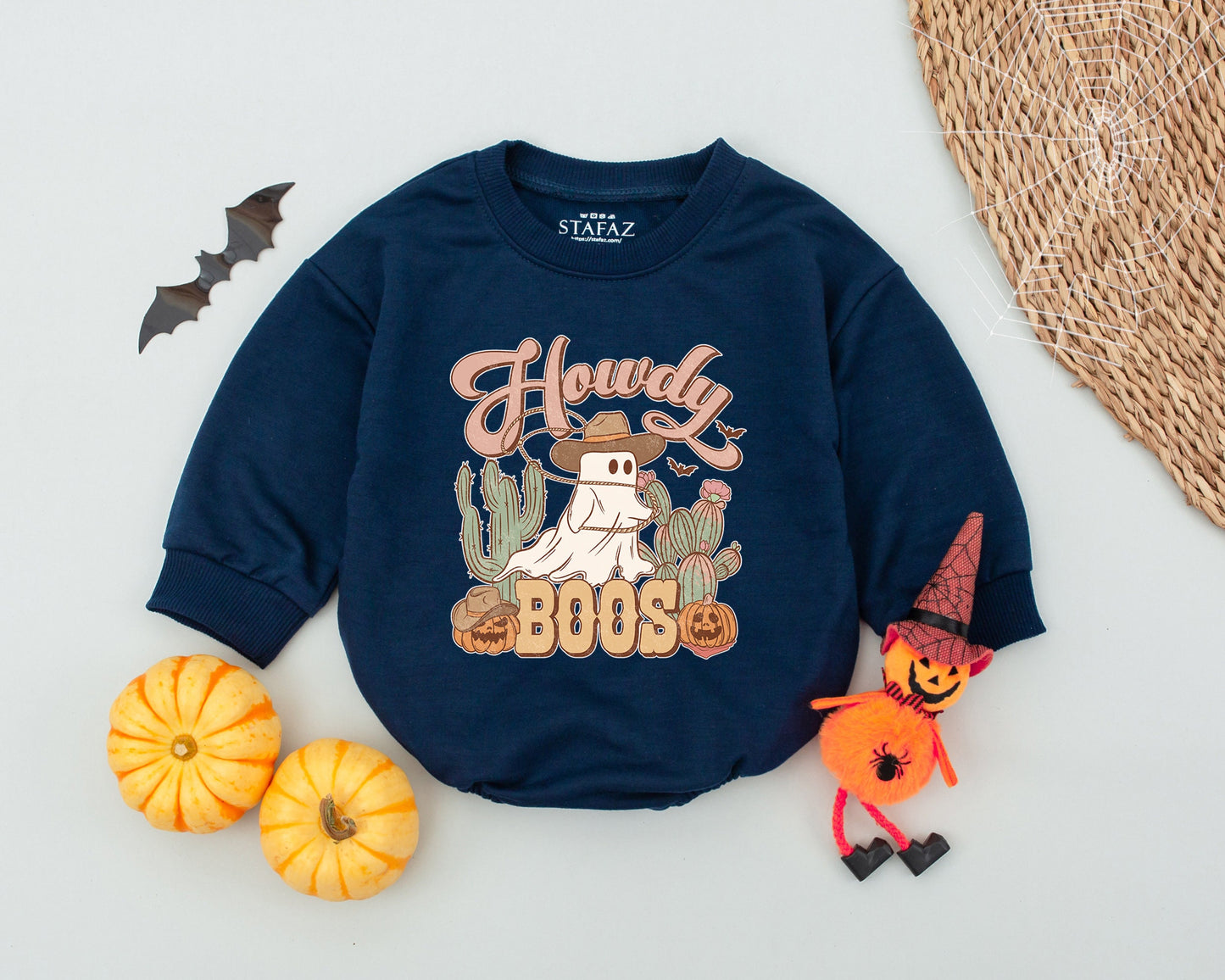 Howdy Boos Baby Romper First Halloween Outfit Little Pumpkin Ghost Costume Retro Country Western Bodysuit Cute Spooky Season Fall Clothes 1st Birthday