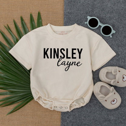 Custom Name Baby Romper Personalized Bubble Bodysuit for Baby Shower Birthday Christmas Gift Minimalist Style