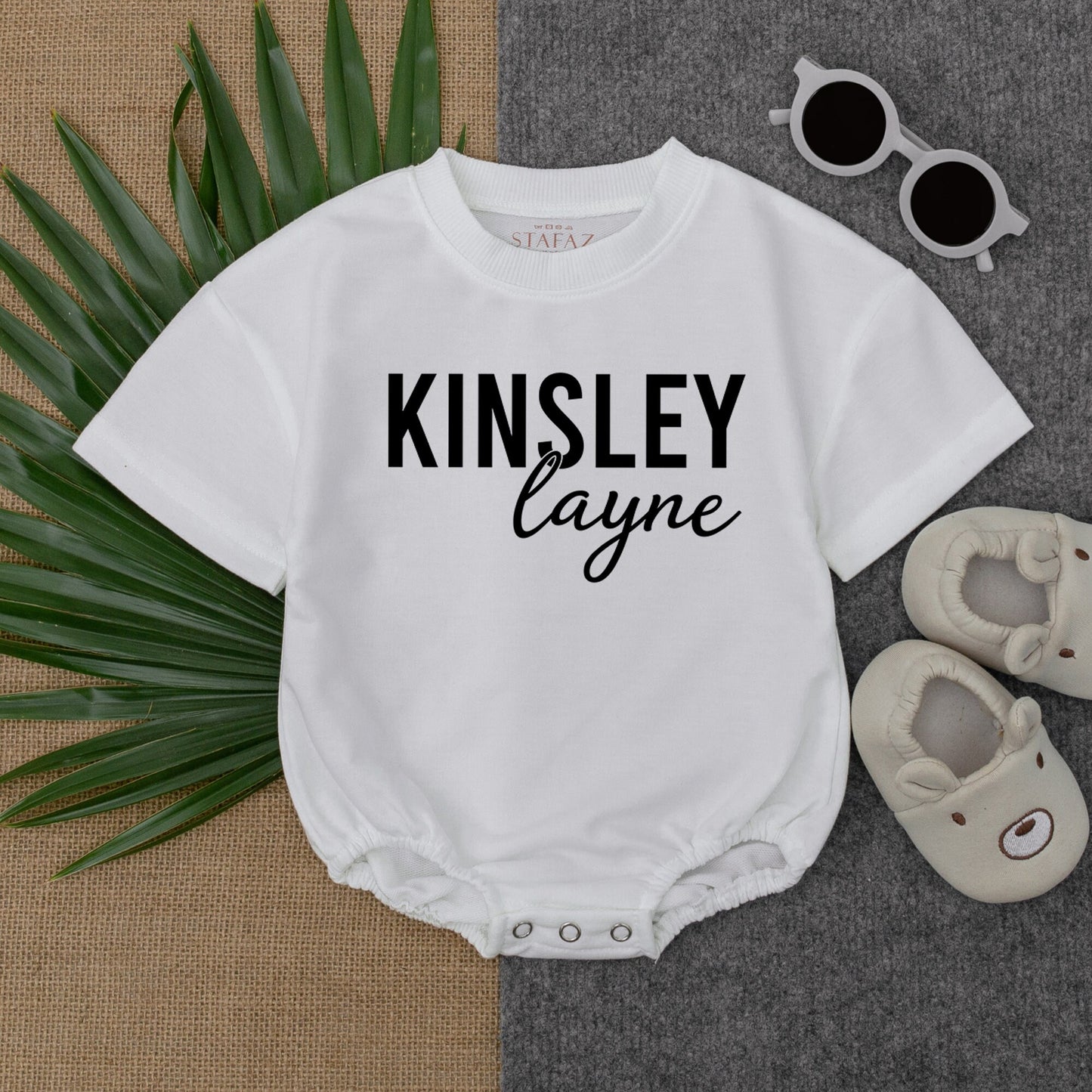 Custom Name Baby Romper Personalized Bubble Bodysuit for Baby Shower Birthday Christmas Gift Minimalist Style