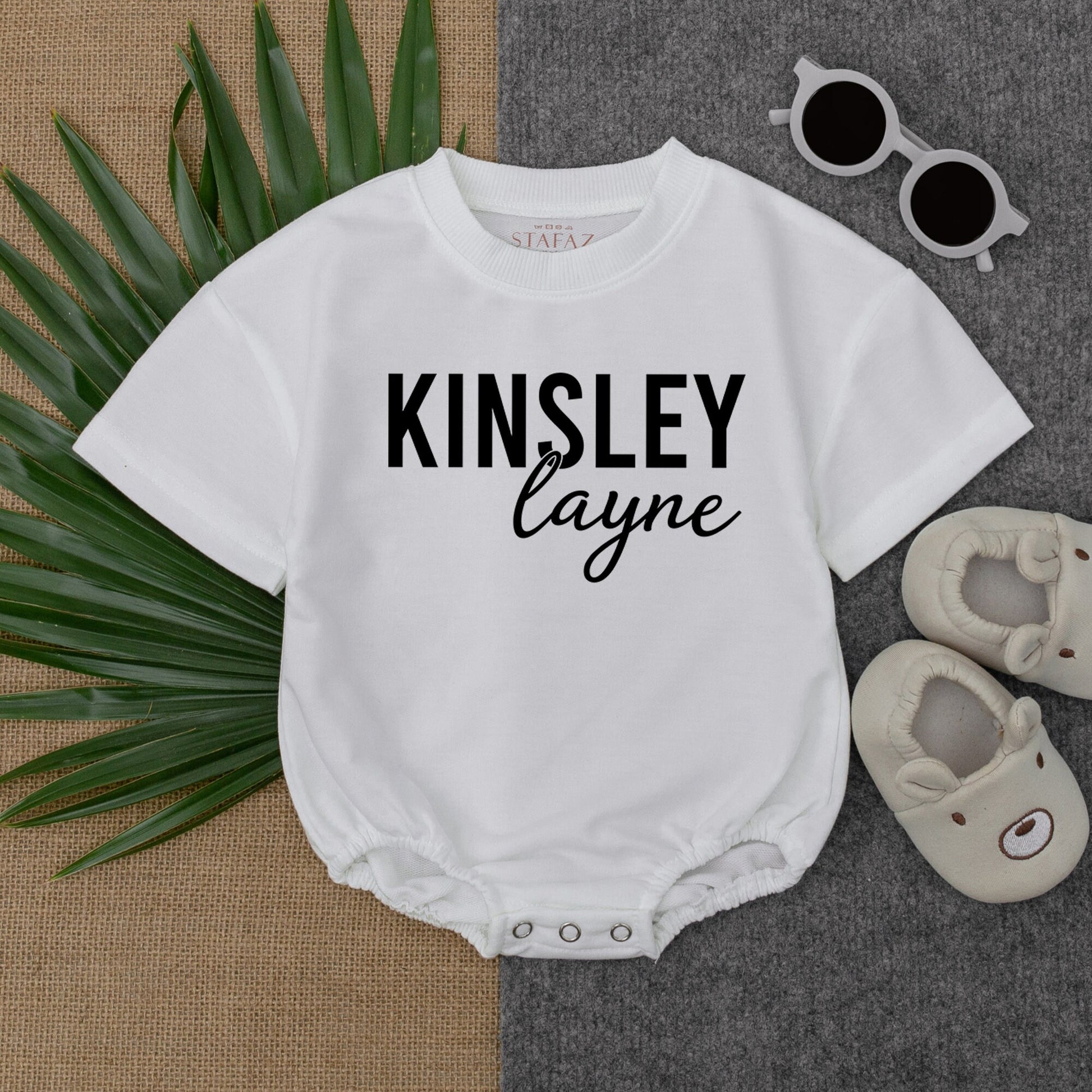 Custom Name Baby Romper Personalized Bubble Bodysuit for Baby Shower Birthday Christmas Gift Minimalist Style