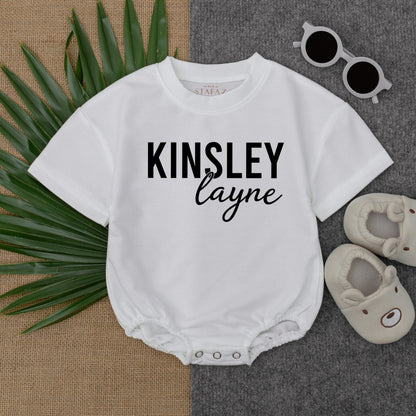 Custom Name Baby Romper Personalized Bubble Bodysuit for Baby Shower Birthday Christmas Gift Minimalist Style