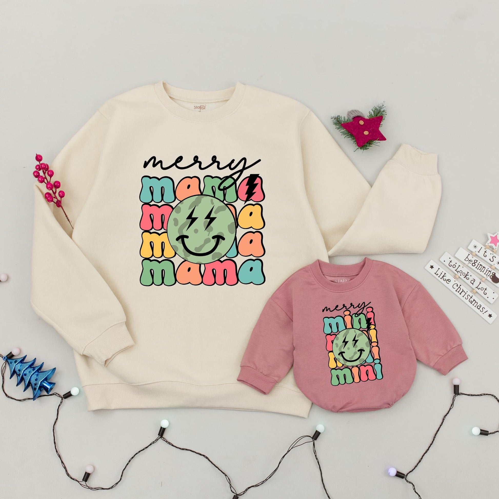 Matching Family Christmas Sweaters: Merry Mama & Mini Collection