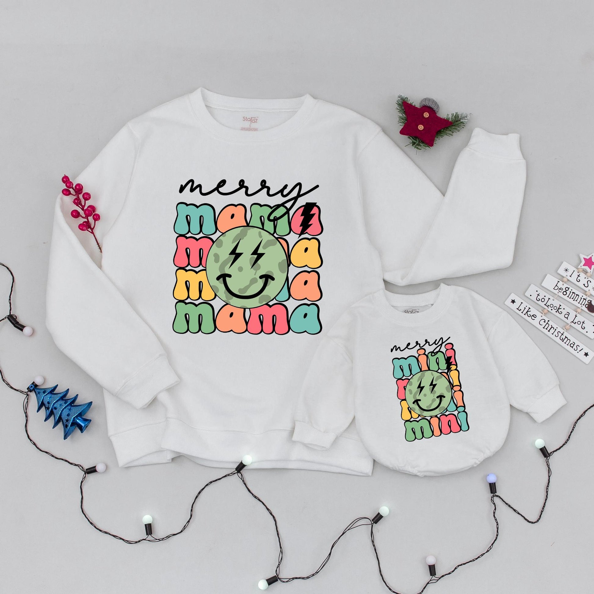 Matching Family Christmas Sweaters: Merry Mama & Mini Collection