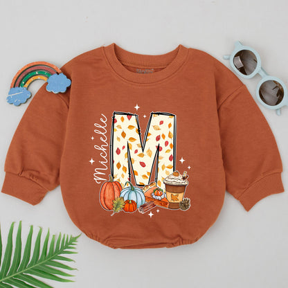 Custom Name Thanksgiving Romper, 1st Bday Outfit, Pumpkin Spice Gift