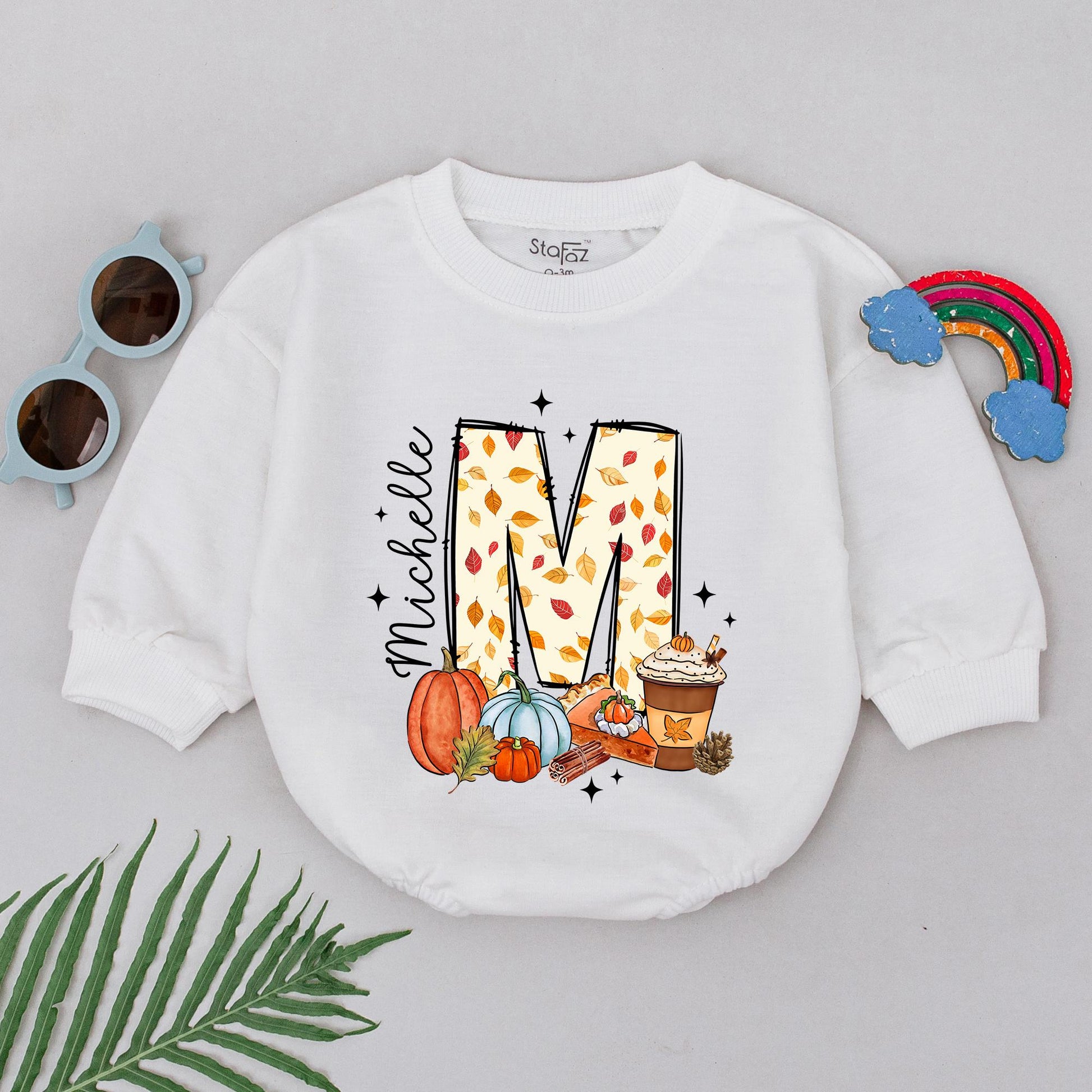 Custom Name Thanksgiving Romper, 1st Bday Outfit, Pumpkin Spice Gift