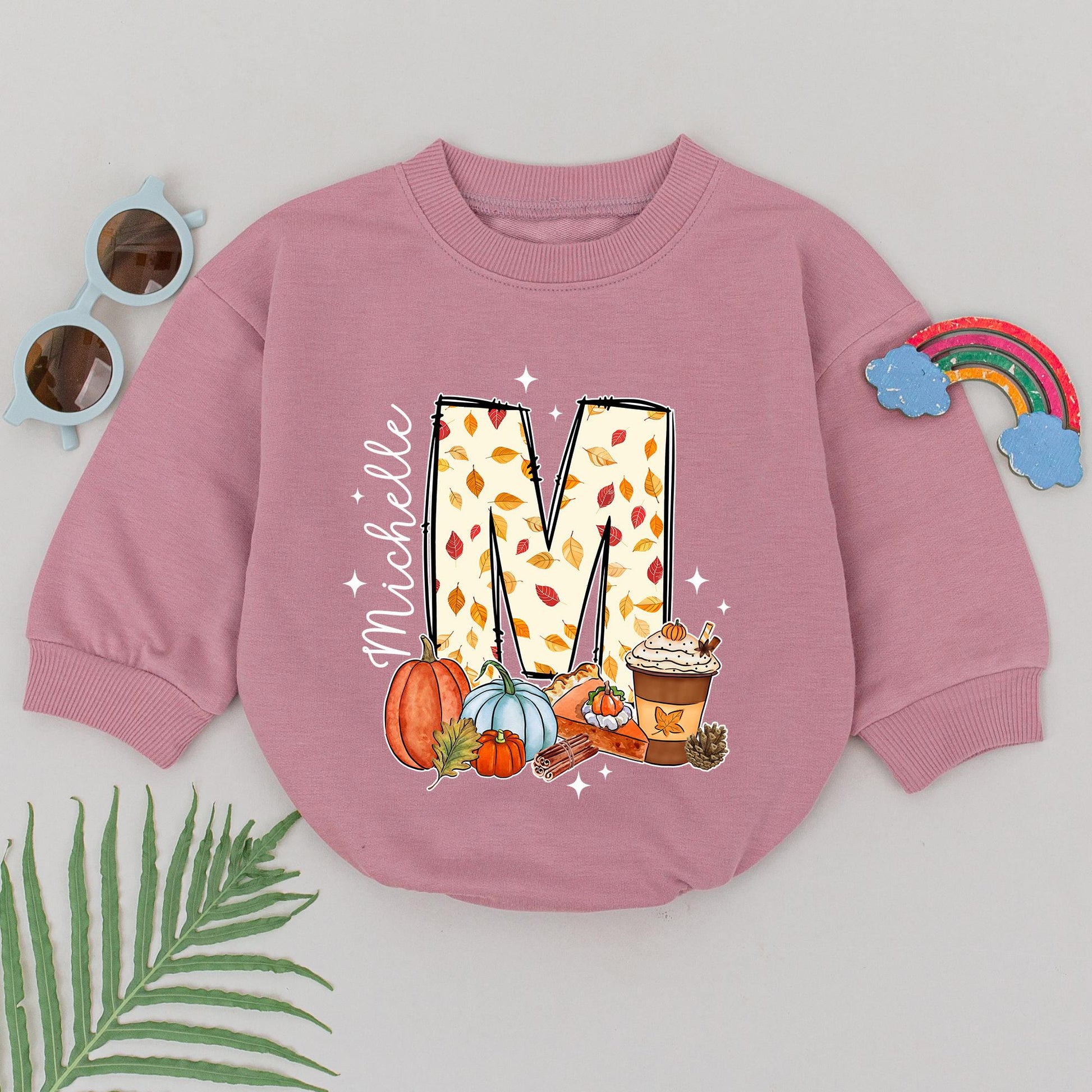 Custom Name Thanksgiving Romper, 1st Bday Outfit, Pumpkin Spice Gift