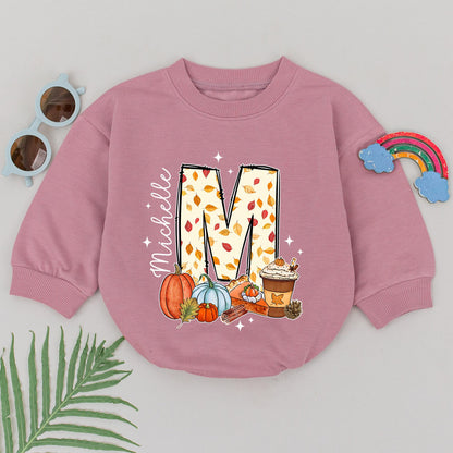 Custom Name Thanksgiving Romper, 1st Bday Outfit, Pumpkin Spice Gift