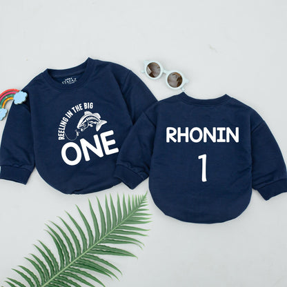 First Birthday Fishing Outfit Set: Bass Romper & Family Tees