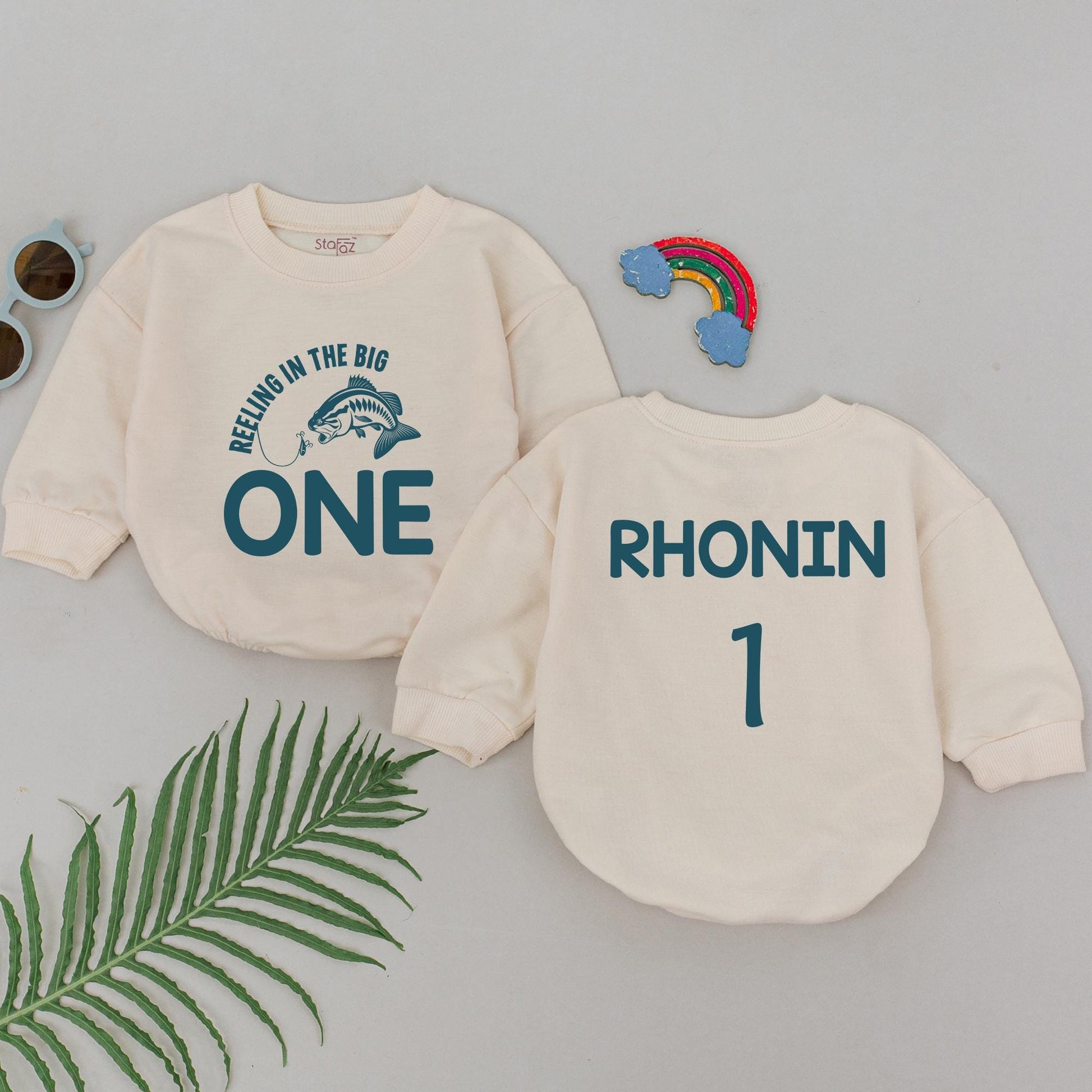 First Birthday Fishing Outfit Set: Bass Romper & Family Tees