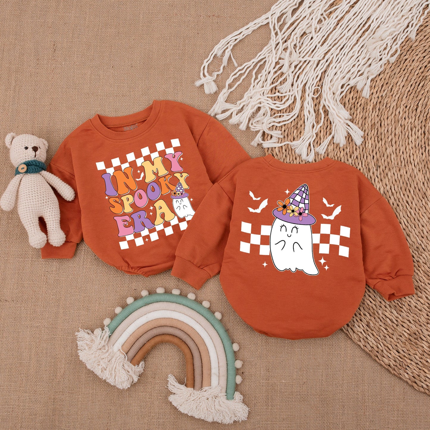 Retro Ghost Baby Romper: Cute First Halloween Outfit for Infants