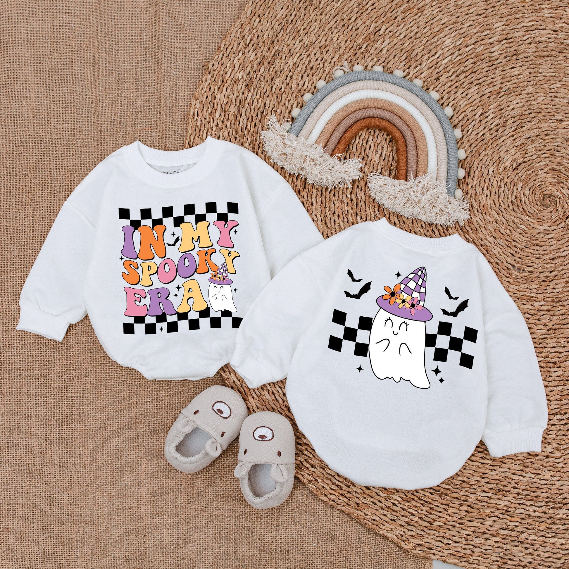 Retro Ghost Baby Romper: Cute First Halloween Outfit for Infants