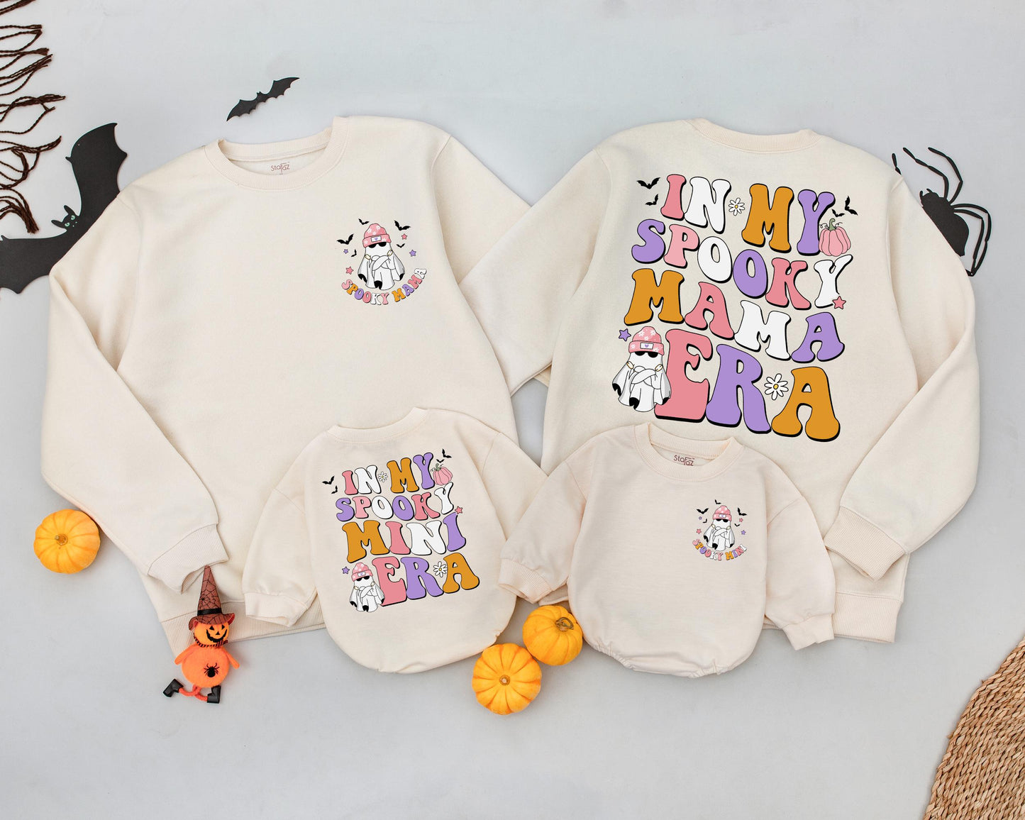 Retro Halloween Matching Outfits: Mama & Mini Spooky Sweatshirts