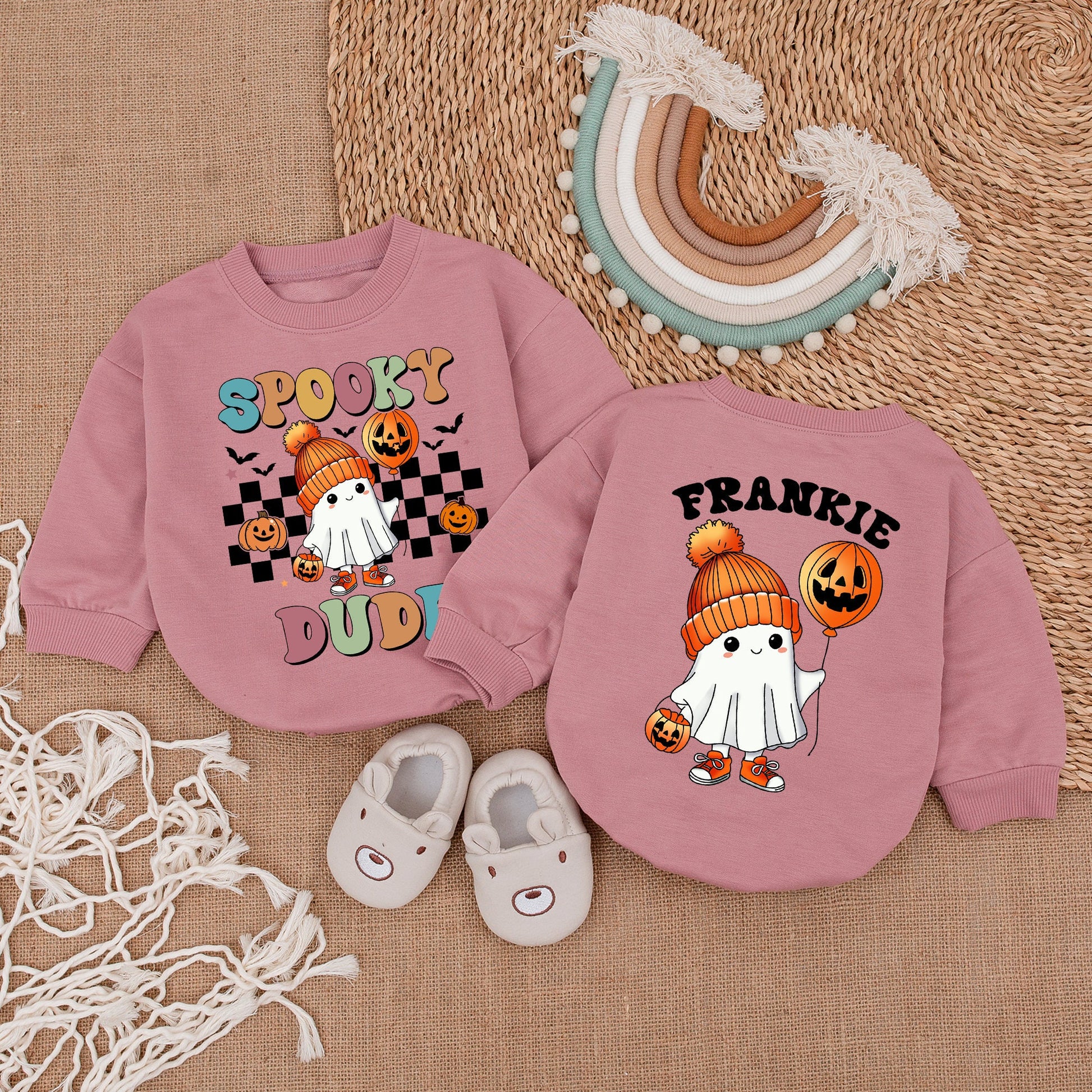 Retro Ghost Baby Romper - First Halloween Outfit - Infant Bodysuit