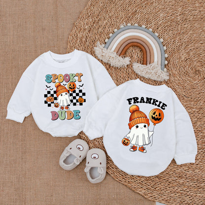 Retro Ghost Baby Romper - First Halloween Outfit - Infant Bodysuit