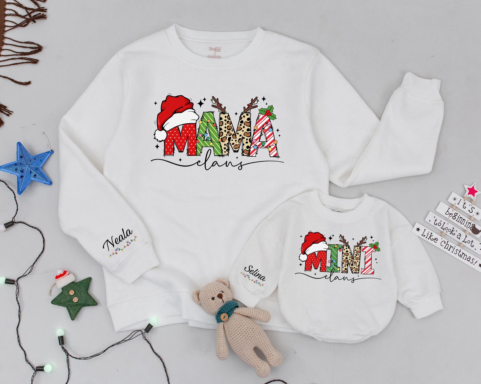 Matching Christmas Sweaters: Mama & Mini Claus Family Outfits