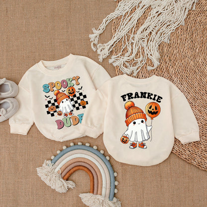 Retro Ghost Baby Romper - First Halloween Outfit - Infant Bodysuit